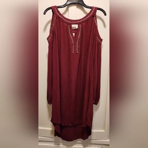 New Rose Knox Burgundy Dress with Studded Detail